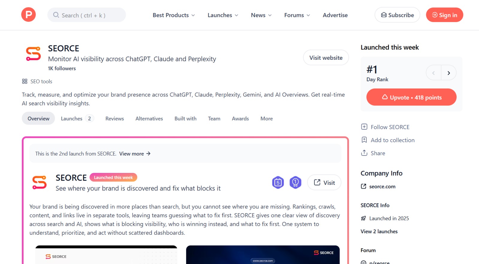 Hit #1 Product of the Day + #5 Product of the Week on Product Hunt